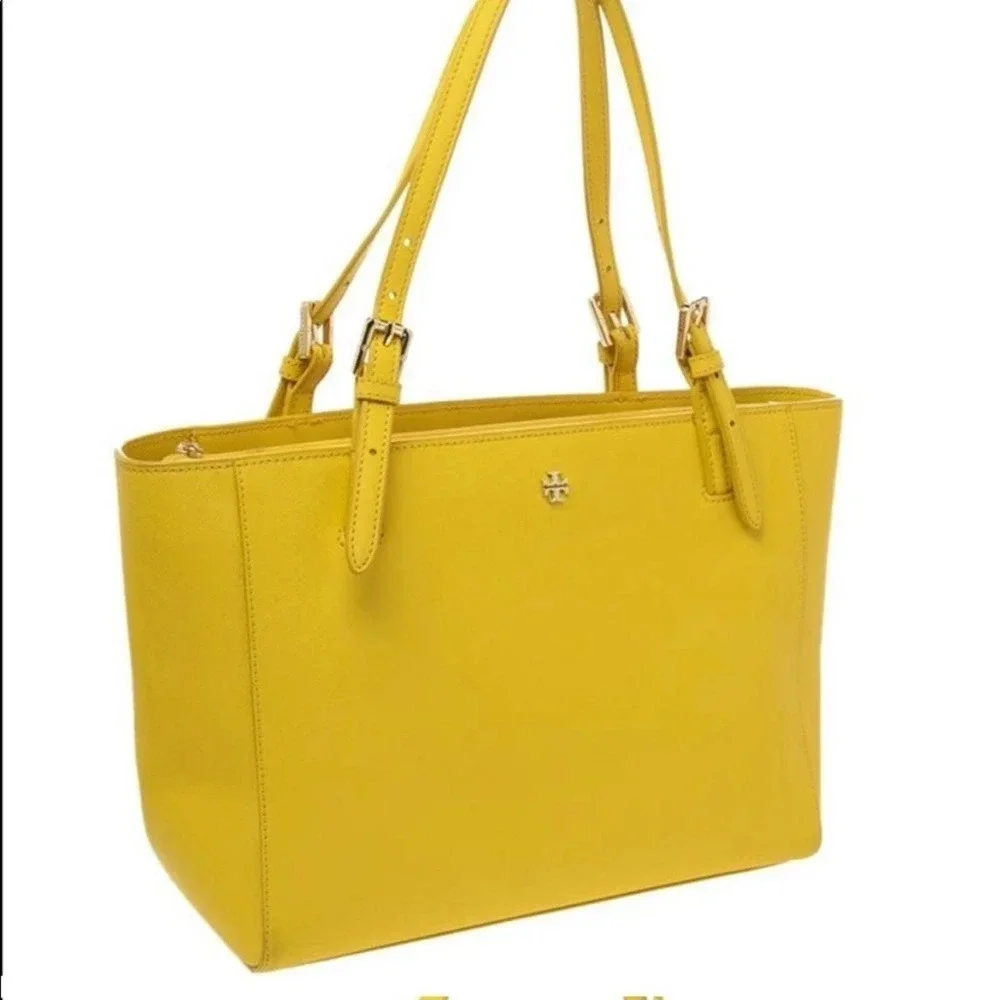 Tory Burch Sunny Yellow Saffiano Leather York Tote