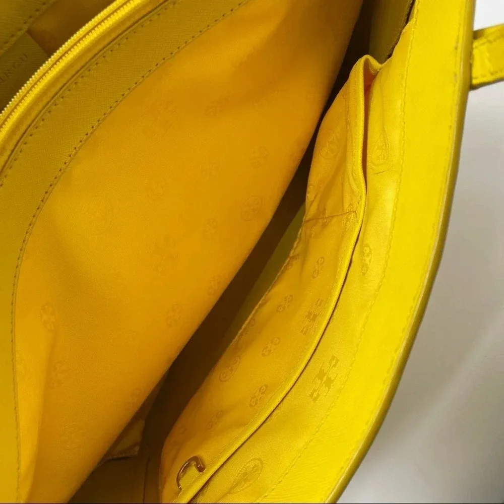 Tory Burch Sunny Yellow Saffiano Leather York Tote