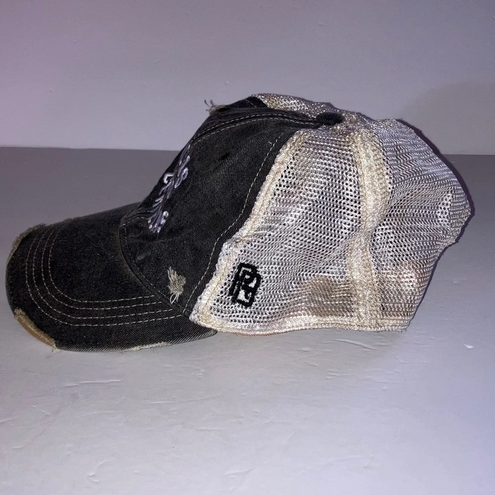 Retro Distressed Black and‎ Tan SnapBack Trucker Hat Tacos and Cervezas