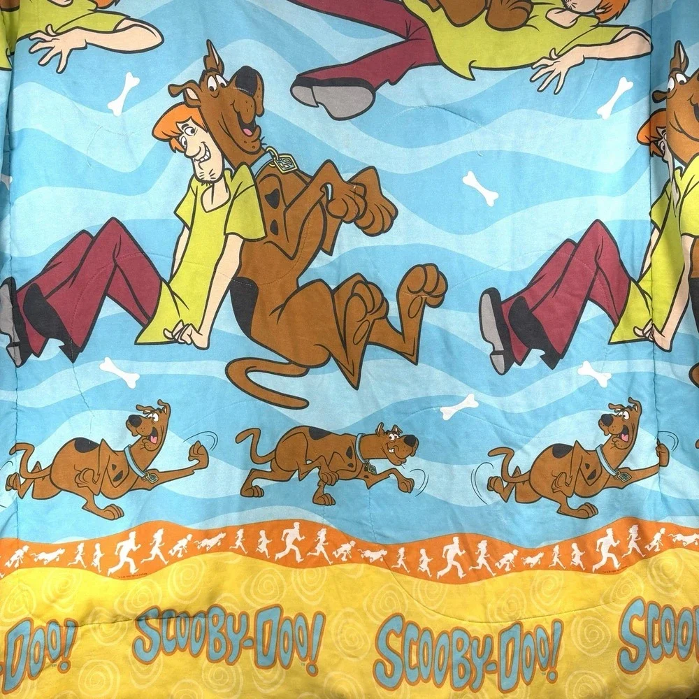 VTG 90s Scooby Doo Blanket Twin Comforter *Flaws* Shaggy Blue
