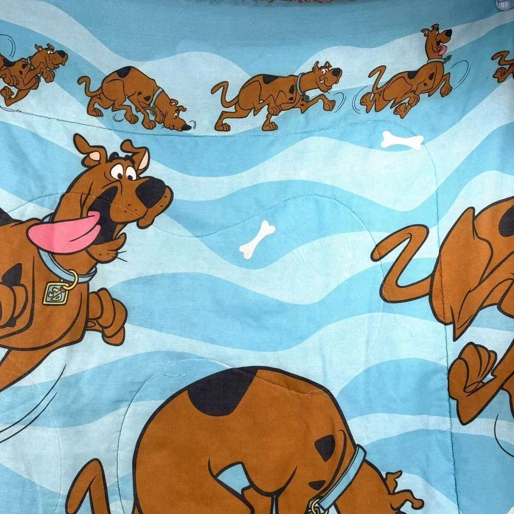 VTG 90s Scooby Doo Blanket Twin Comforter *Flaws* Shaggy Blue