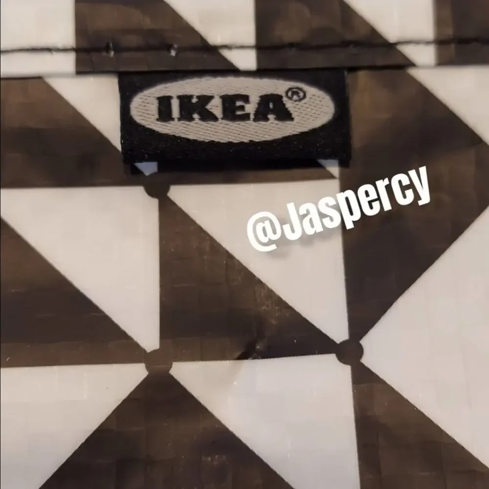 IKEA - KNALLA Two (2) Reusable Tote Bags Black & White Geometric Storage Recycle