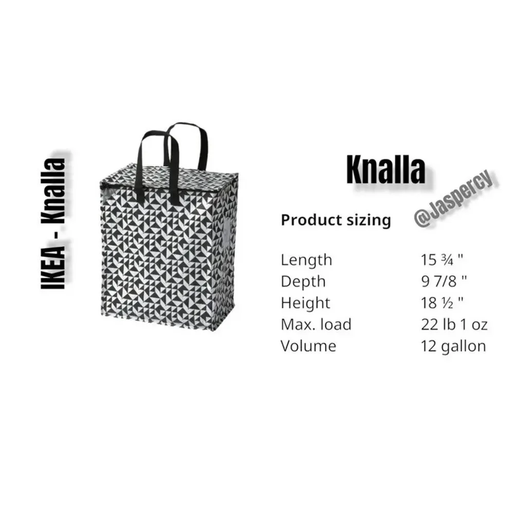 IKEA - KNALLA Two (2) Reusable Tote Bags Black & White Geometric Storage Recycle