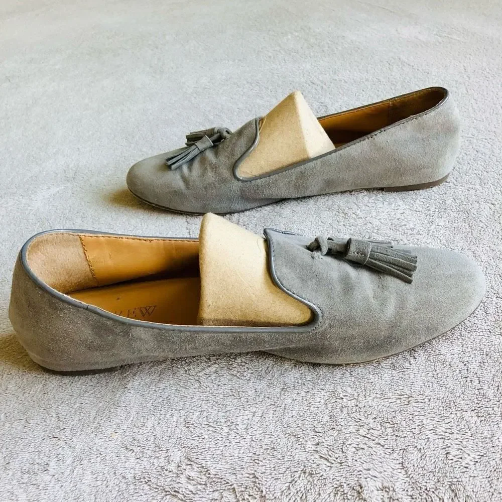 J. Crew Gray Cora Suede Leather Tassel Loafer