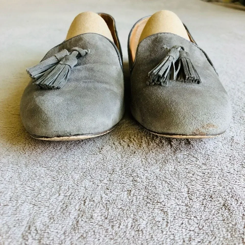 J. Crew Gray Cora Suede Leather Tassel Loafer