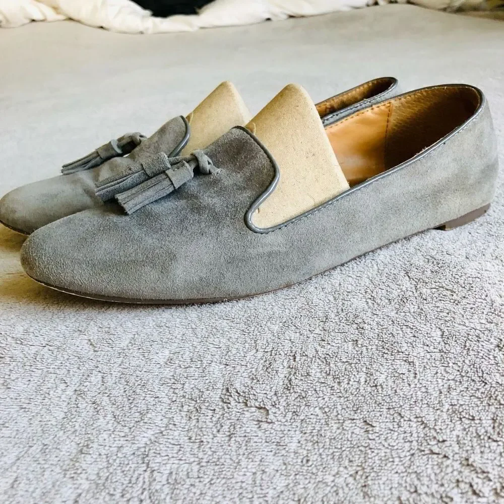 J. Crew Gray Cora Suede Leather Tassel Loafer
