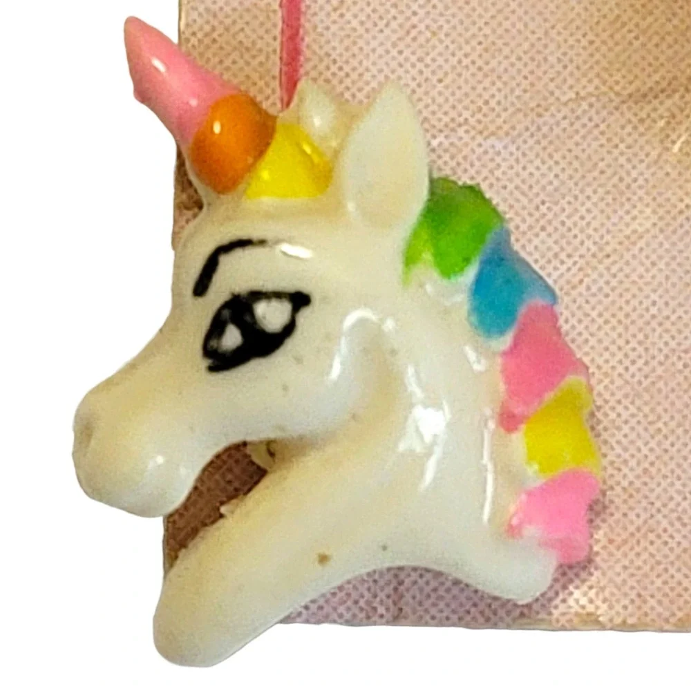 VTG 80s Unicorn Earrings Pin Set 2 Pairs Teddy Bear Girls Post Stud Jewelry Gift