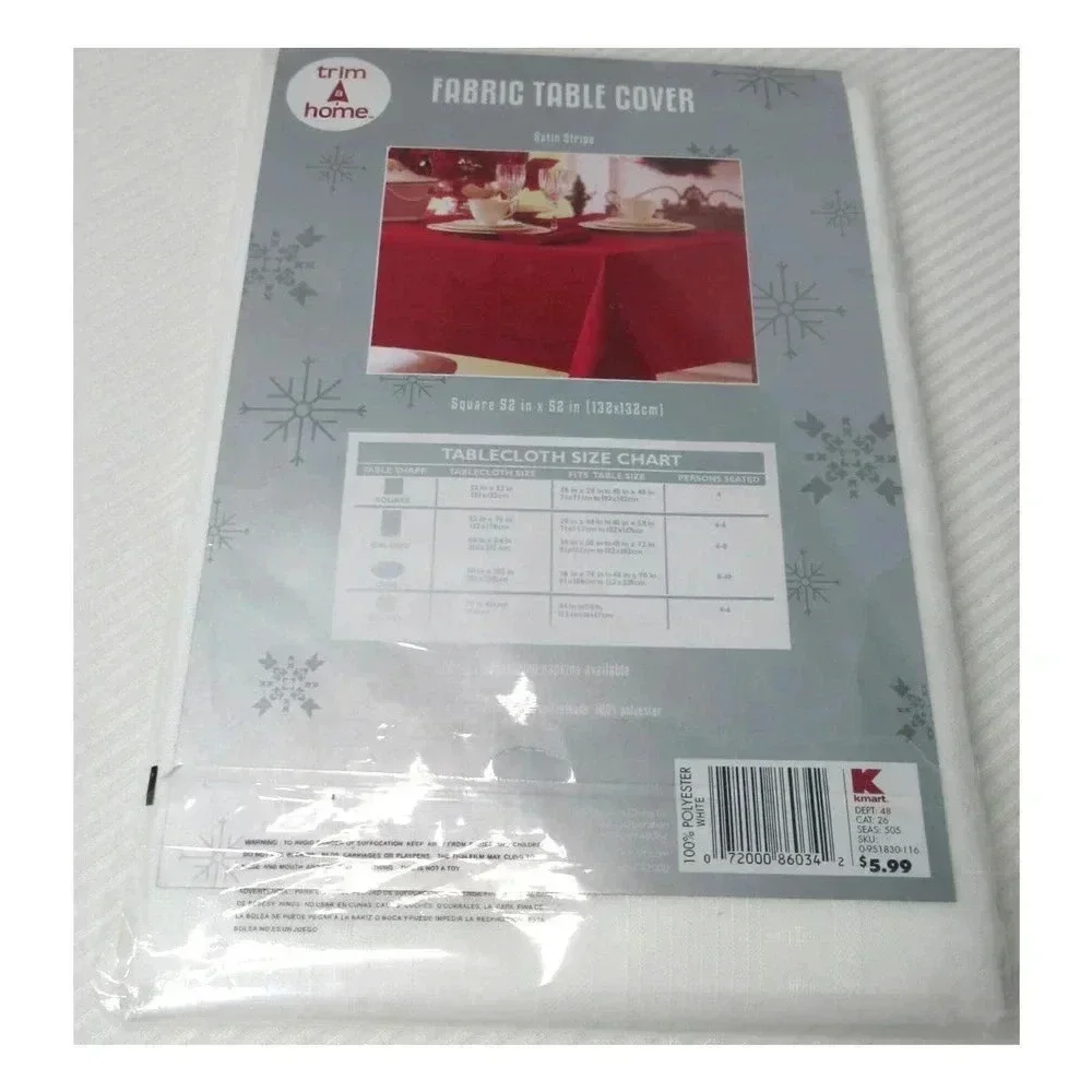 Trim a Home tablecloth 52” square