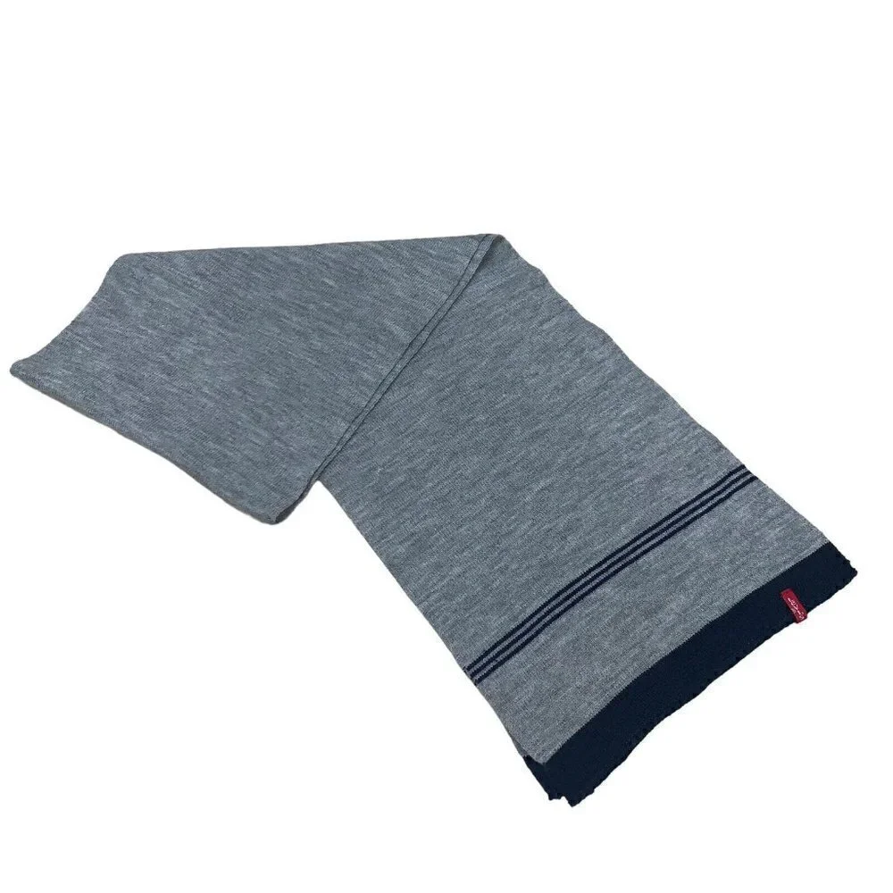 Levi's Unisex Knit Scarf 100% Acrylic Colorblock Gray Blue 58 in. by 11 in.