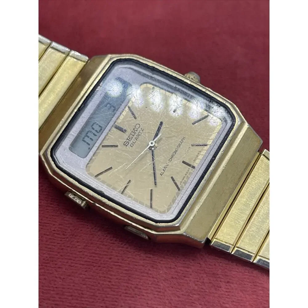 Vintage 1980s Seiko H357-5009 LCD Digital Watch 7” Running Ana Digi Dead Battery