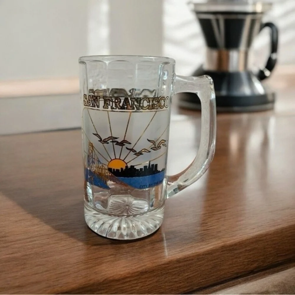 San Francisco Souvenir Glass Mug Ocean Bay Skyline 16oz 5.5
