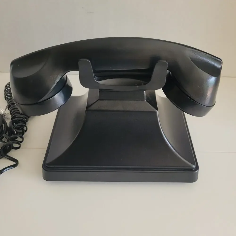 Black Retro Push Button Telephone Gold Rotary Dial Landline Decor Pottery Barn