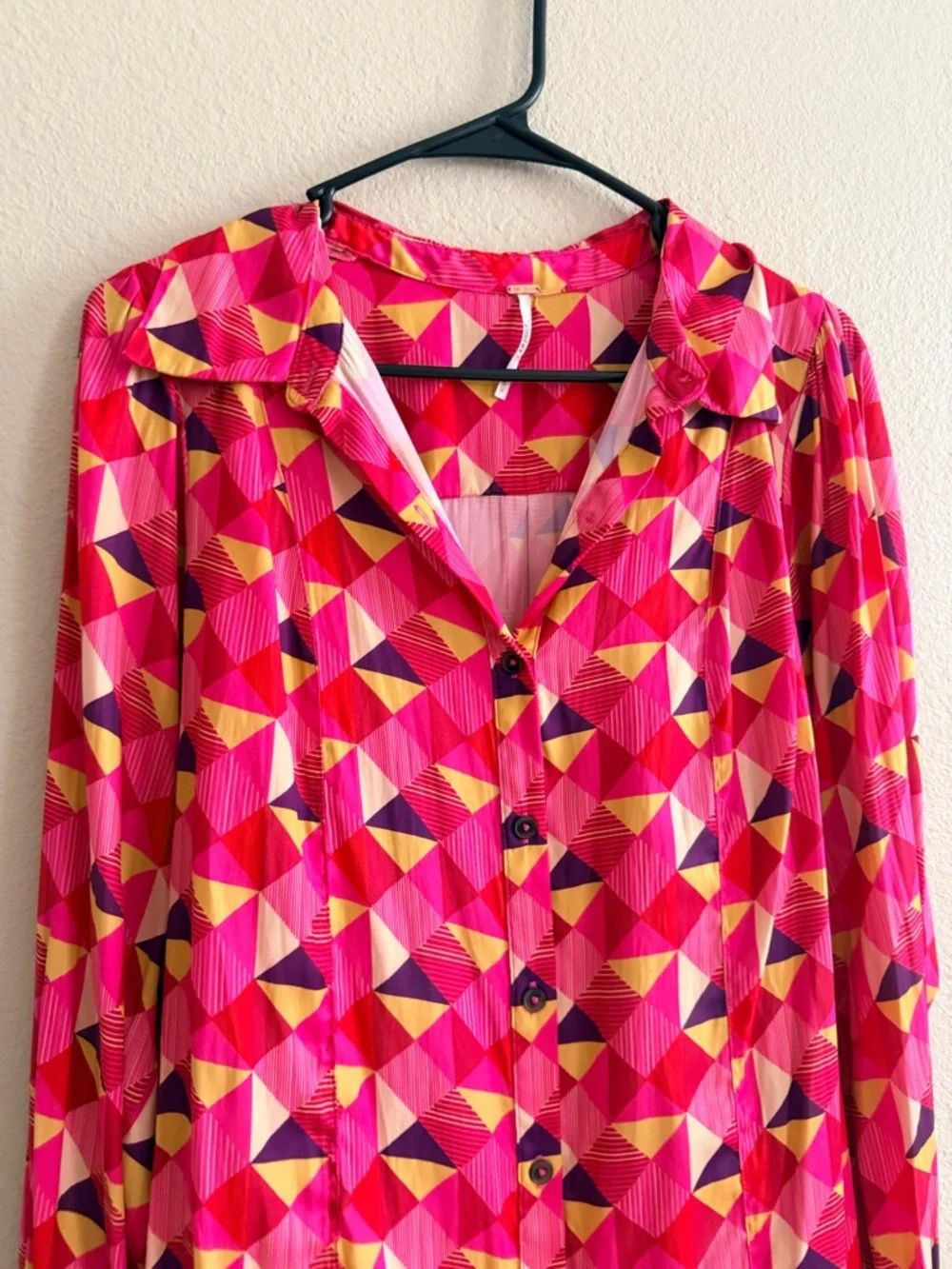Free People La La Printed Button Down