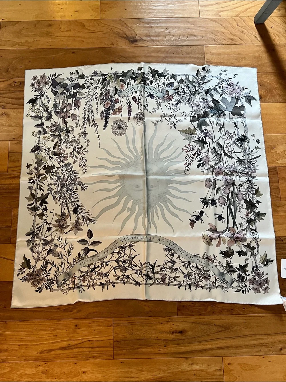 Dior Floral Silk Scarf in Ivory, Taupe, Olive, and Mauve