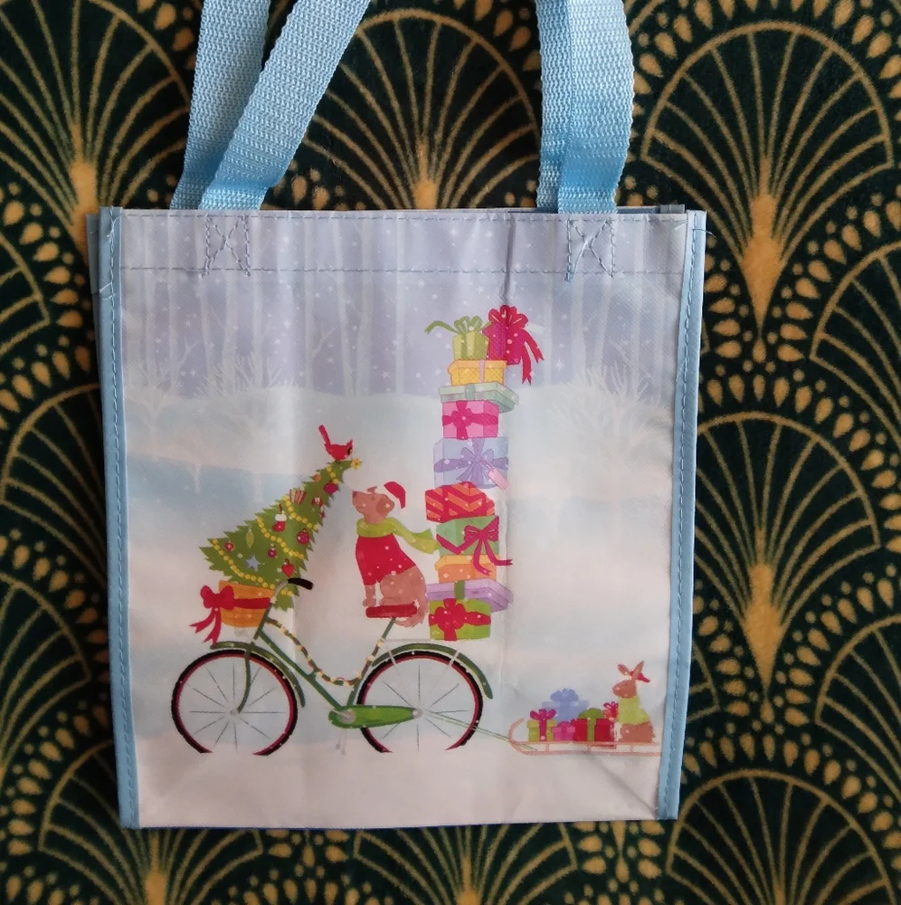 Festive Holiday Dog Reusable Tote Bag