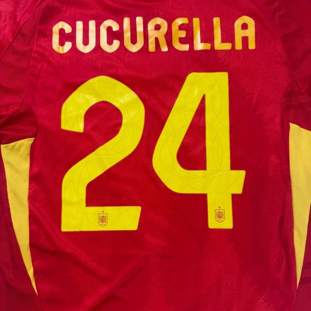 Adidas Spain Cucurella 24 Home JerseyMens XL Red UEFA Nations League Winner 2023
