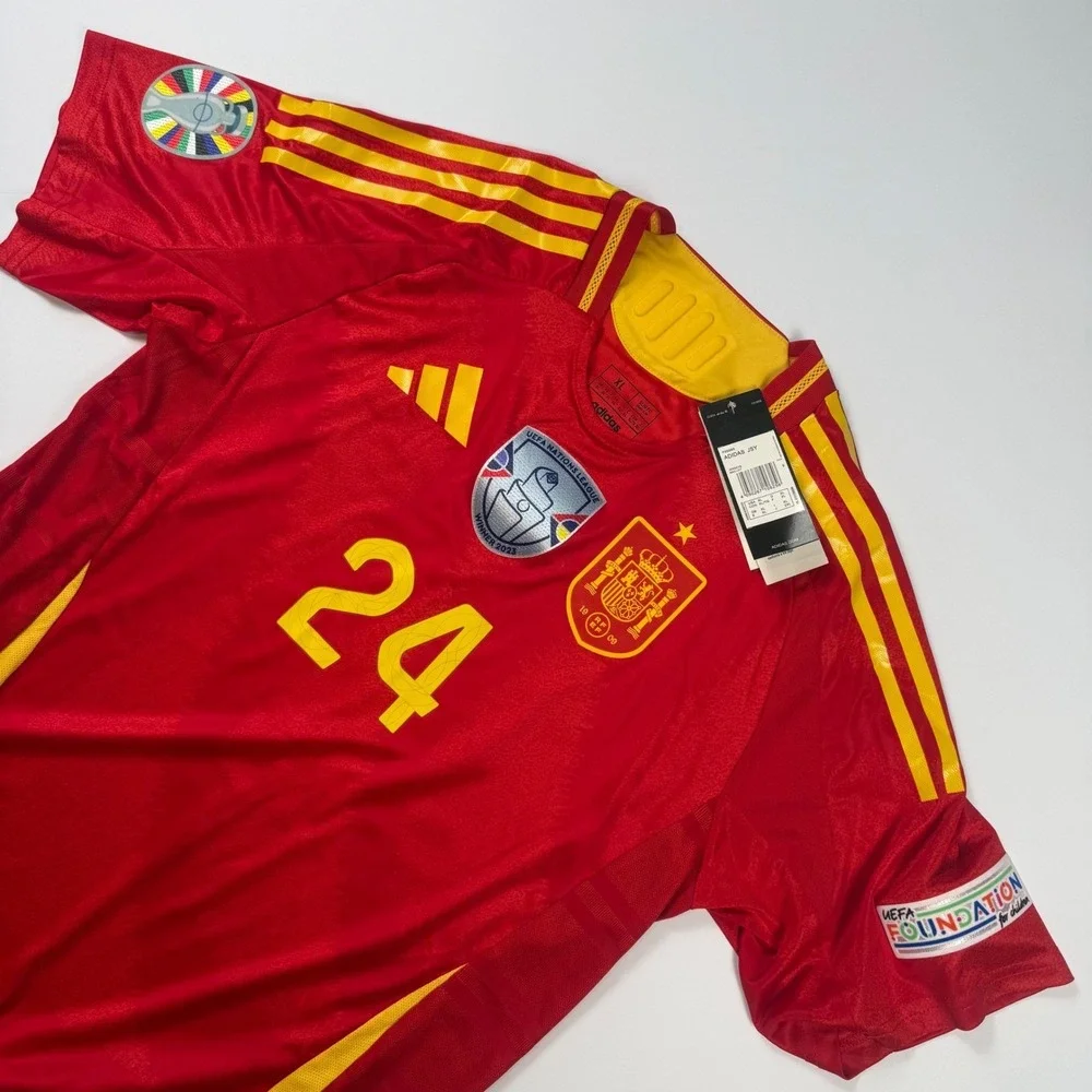 Adidas Spain Cucurella 24 Home JerseyMens XL Red UEFA Nations League Winner 2023