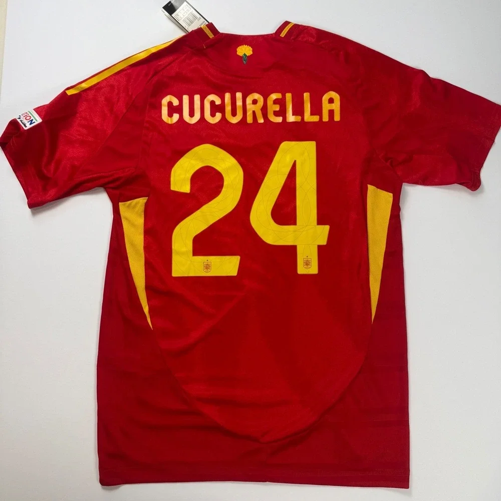 Adidas Spain Cucurella 24 Home JerseyMens XL Red UEFA Nations League Winner 2023