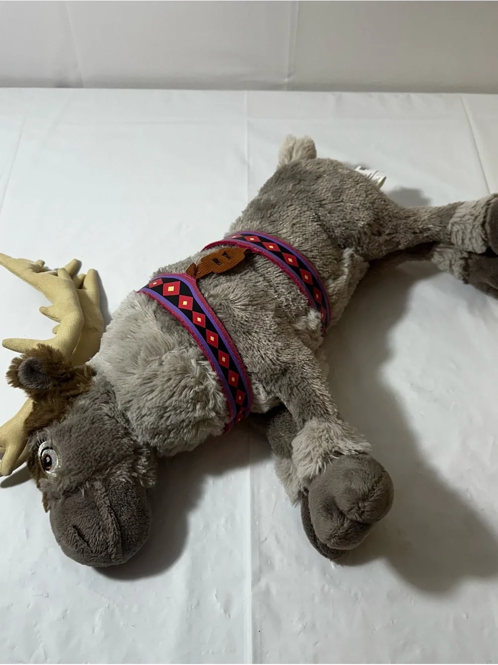 Disney Brown Plush Moose Dog Toy with Pink & Purple Harness