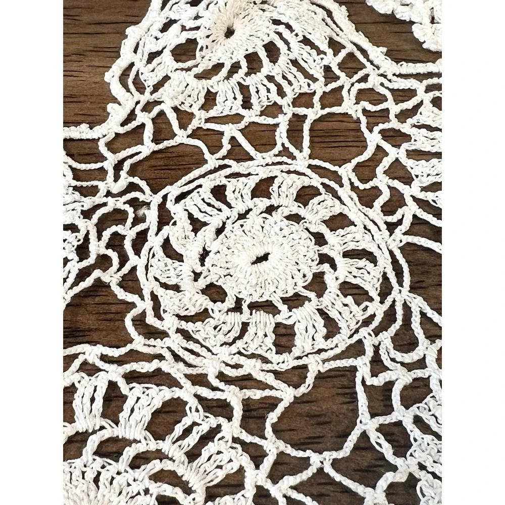 Three vintage lace doilies linen crochet off white cottagecore grandmacore