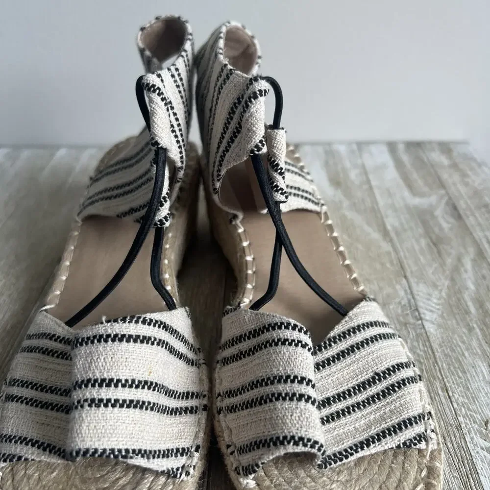 Eileen Fisher Agnes Espadrille Wedge Sandals Open Toe Braided Jute Slip On 8 New