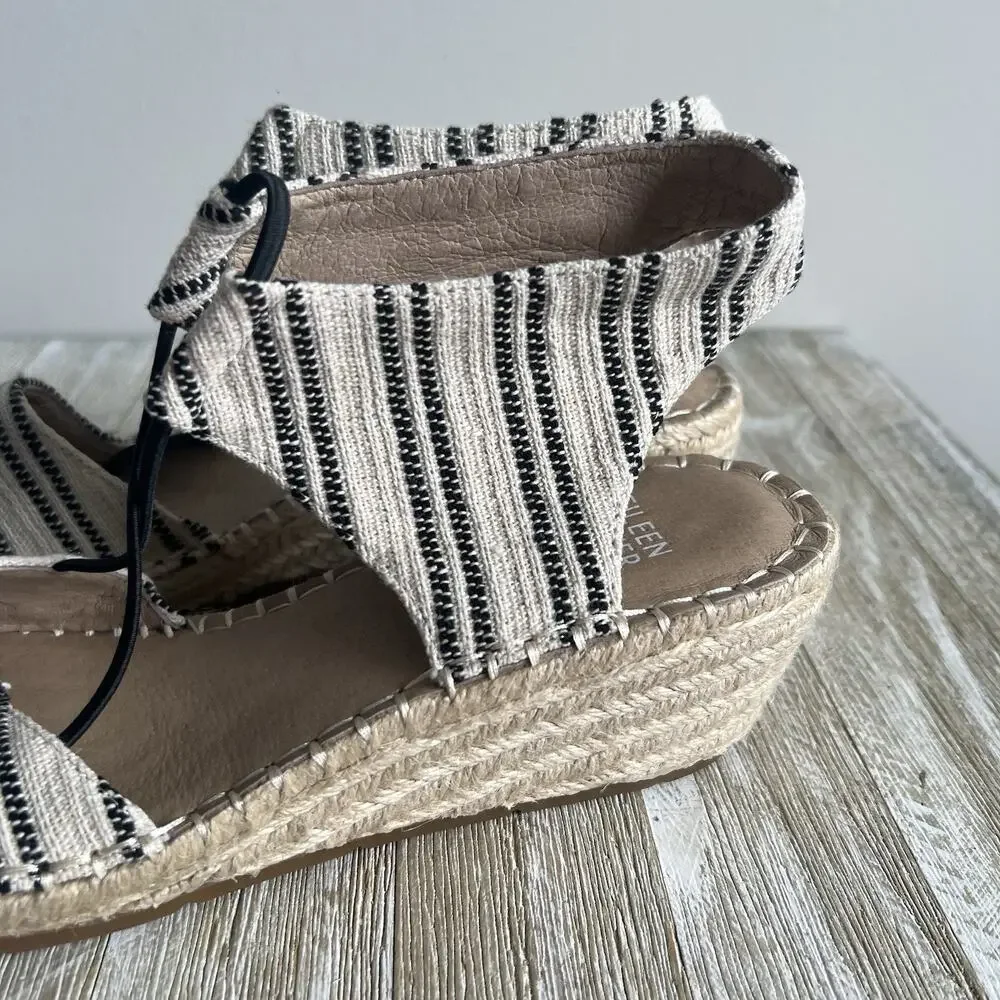 Eileen Fisher Agnes Espadrille Wedge Sandals Open Toe Braided Jute Slip On 8 New