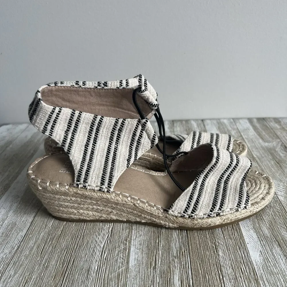 Eileen Fisher Agnes Espadrille Wedge Sandals Open Toe Braided Jute Slip On 8 New