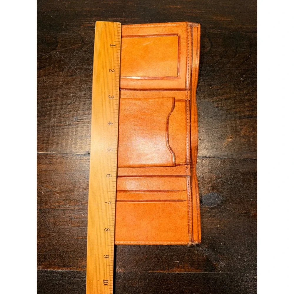 Hand Tooled Leather Bi Fold Wallet Guadalajara Aztec‎ Sun Stone Design Mens