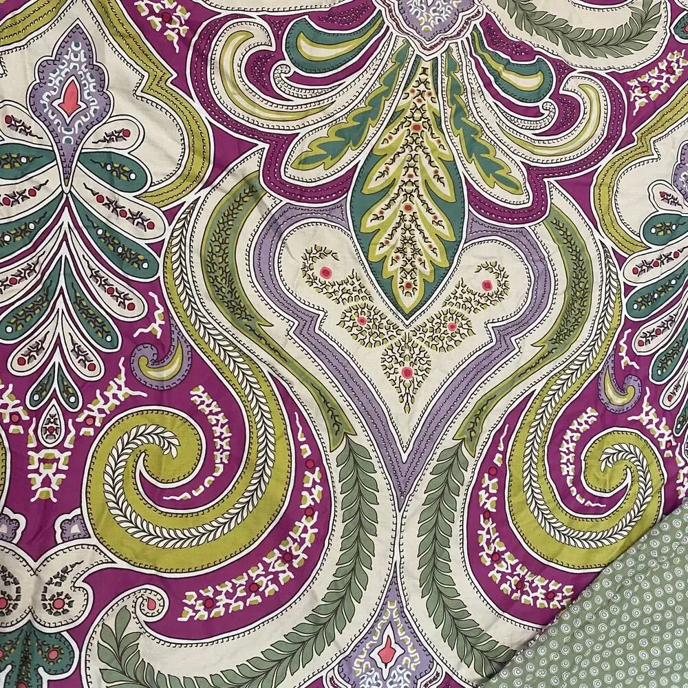 Echo Design Reversible Paisley Medallion Duvet Cover in Purple and Green