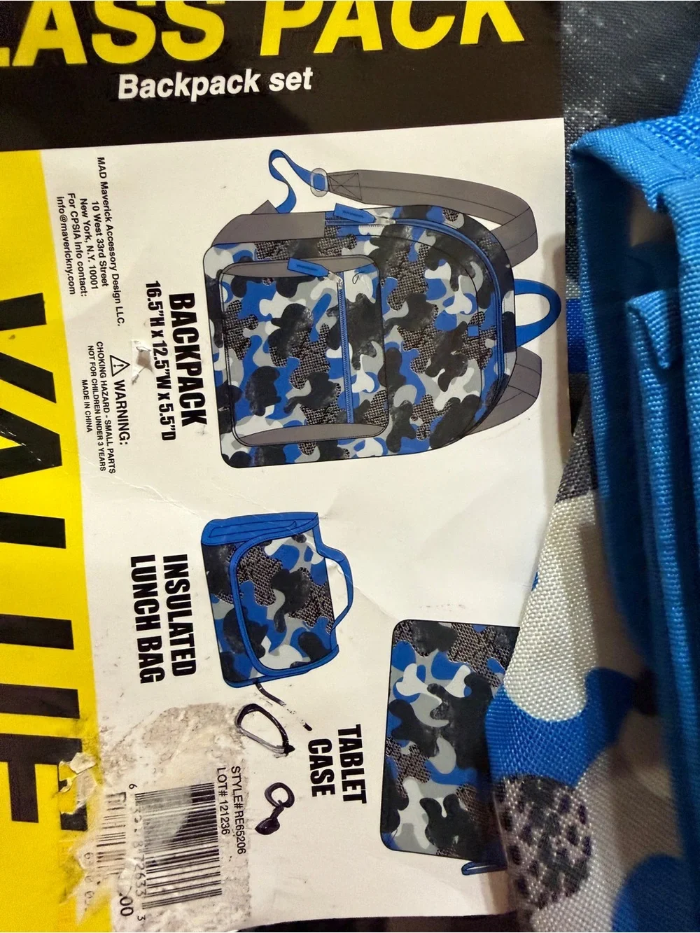 Kids Blue & Gray Camo Backpack - Class Pack Value Set