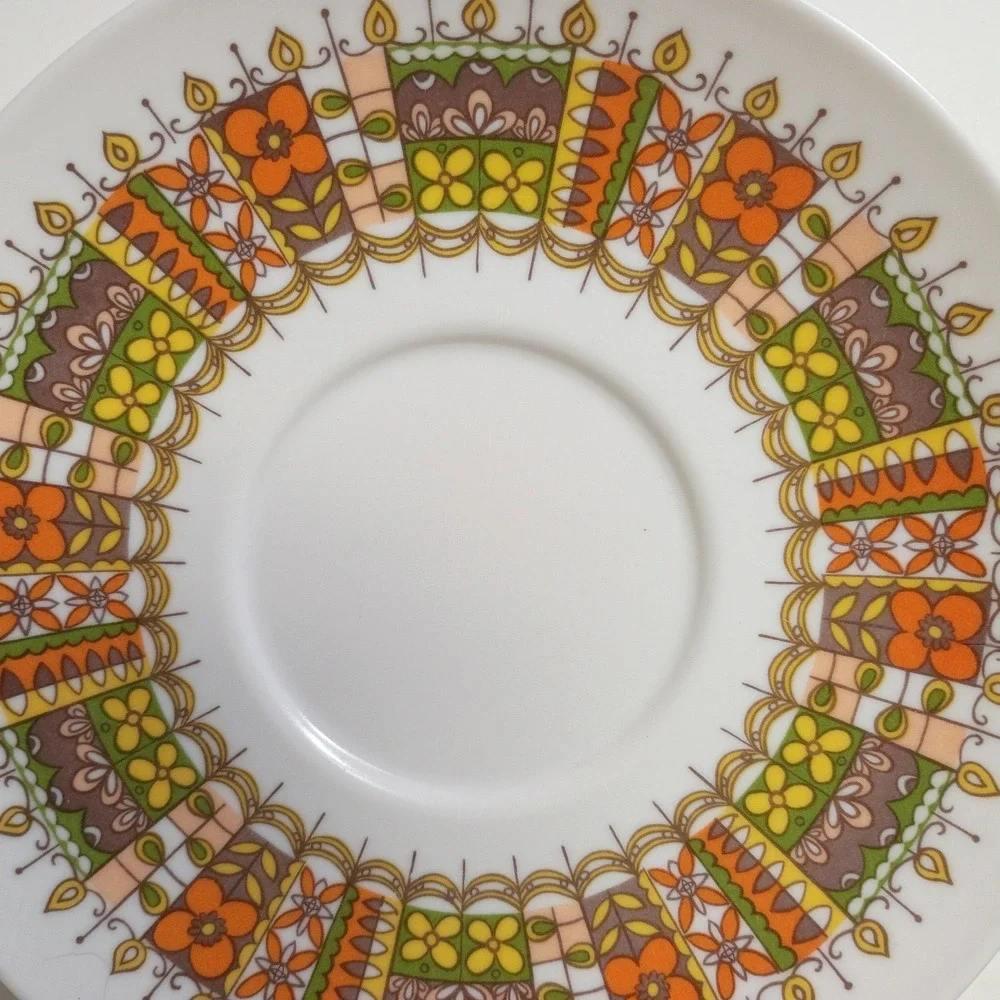 Set of‎ 8 Vintage ONEIDA DELUXE 2120 Melamine? Saucers Mid Century Retro Kitchen