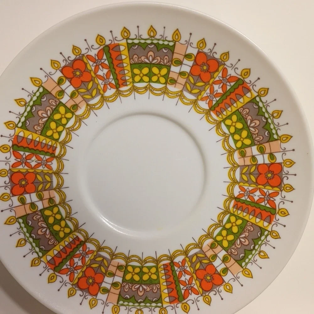 Set of‎ 8 Vintage ONEIDA DELUXE 2120 Melamine? Saucers Mid Century Retro Kitchen