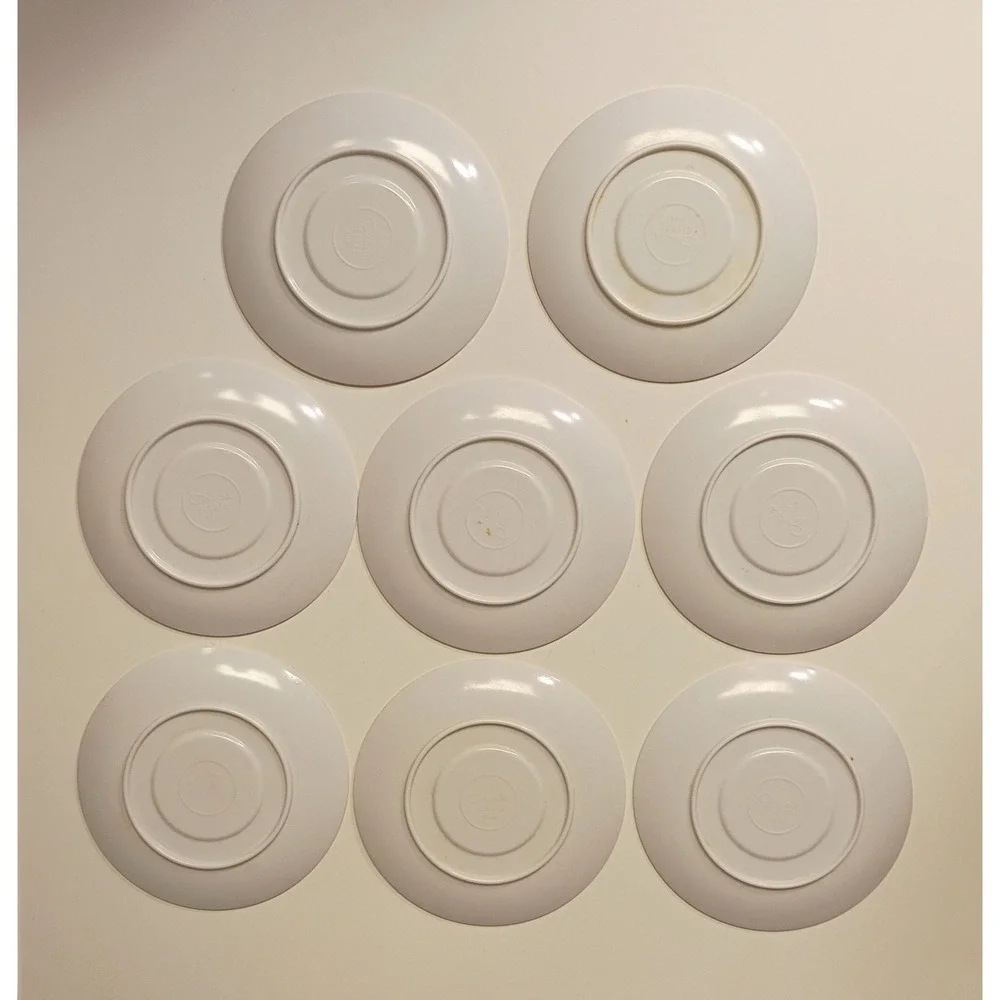 Set of‎ 8 Vintage ONEIDA DELUXE 2120 Melamine? Saucers Mid Century Retro Kitchen