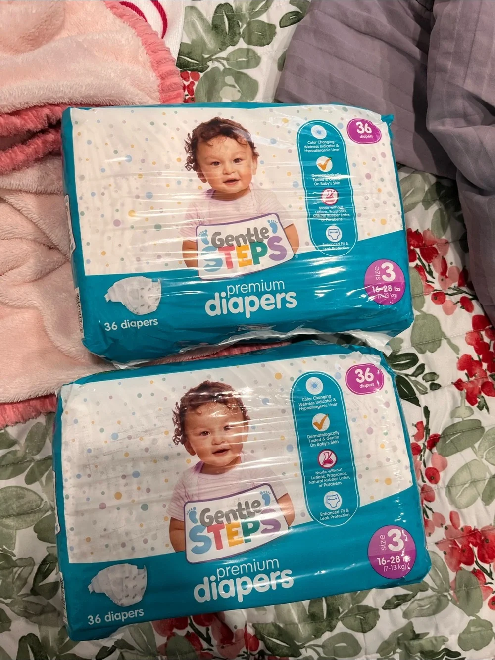 2X Gentle Steps Premium Diapers Size 3 - Teal (36 Count)