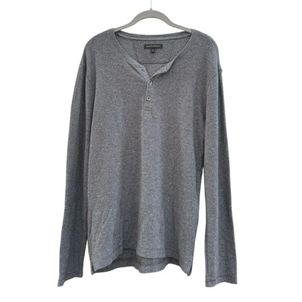 Banana Republic Men's Double Knit Henley Cotton Modal Longsleeve Shirt - Medium