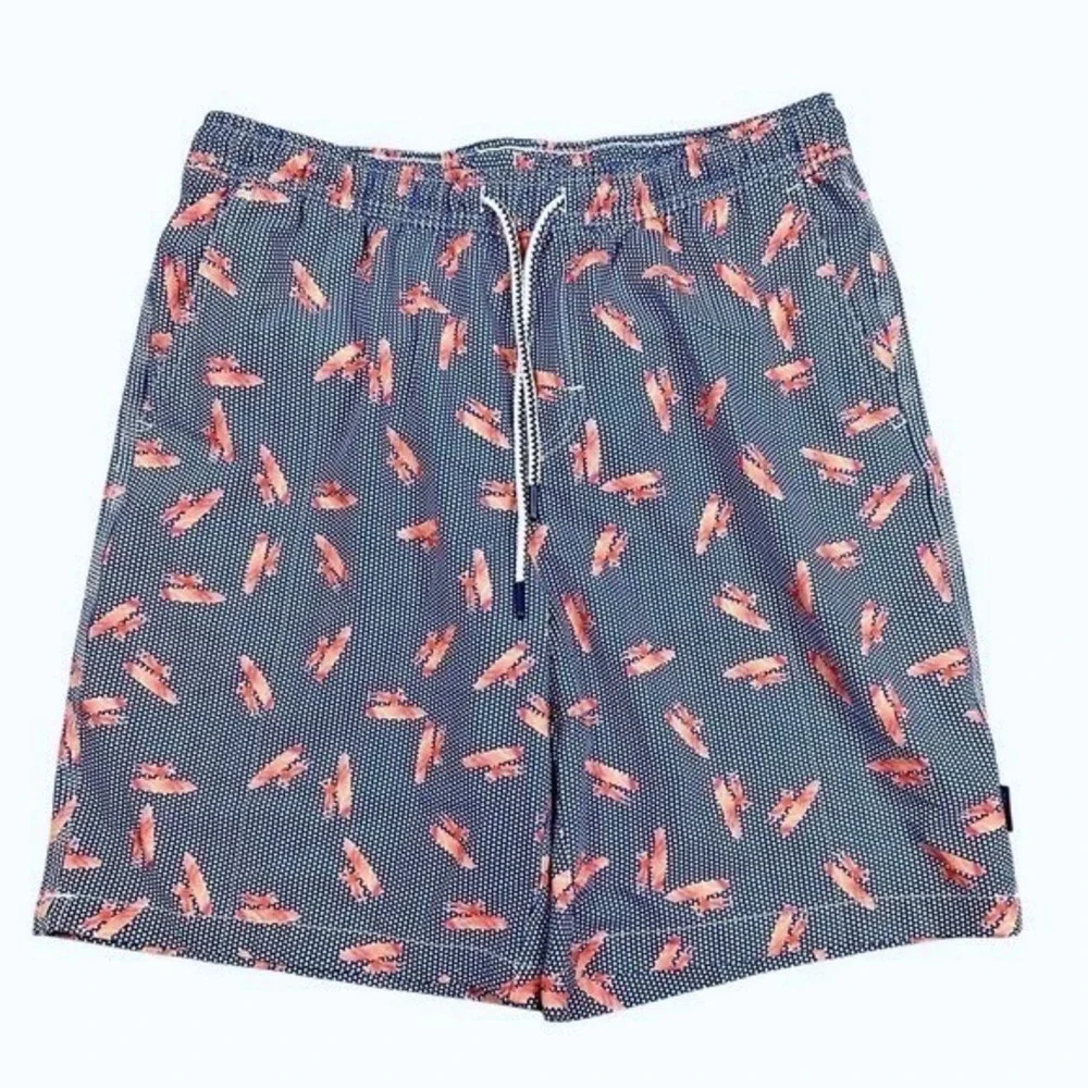 Johnnie-O Jr Surf Shorts Boys 16 Blue Orange Swim Trunks Beach Vacation Pool