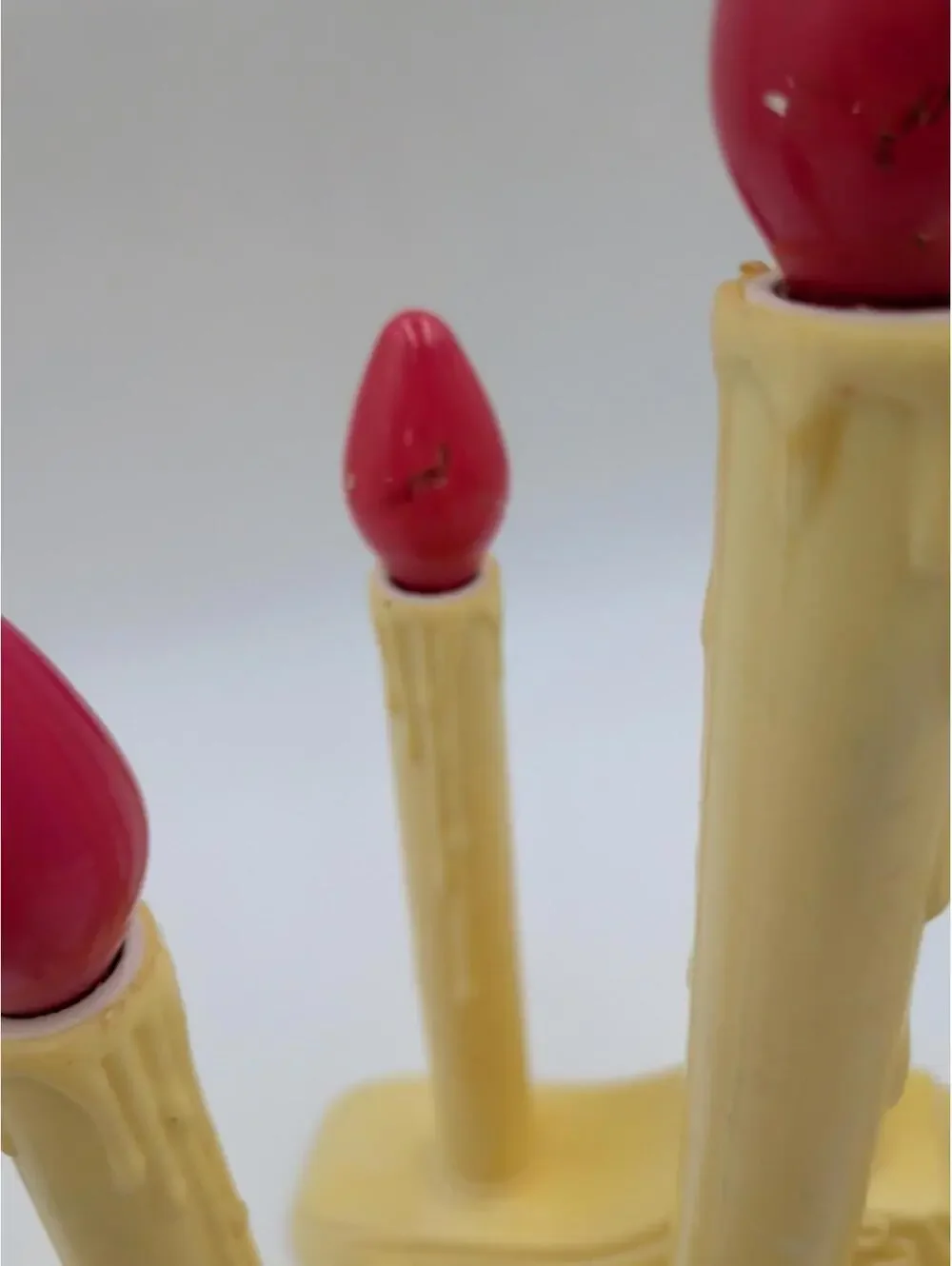 2 VTG 3 Christmas Candelabra Candle off white, Plastic Drip Candolier Electric