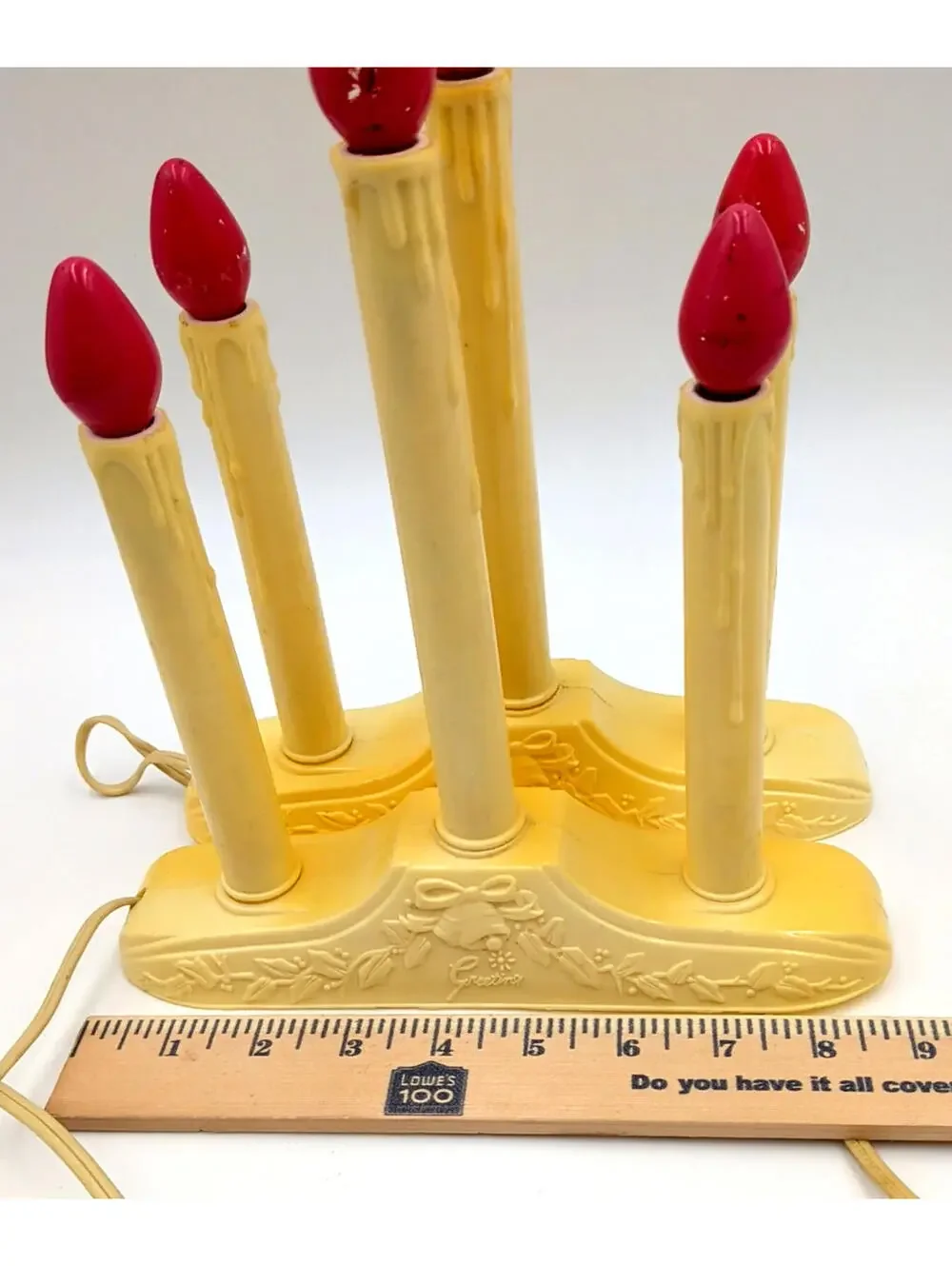 2 VTG 3 Christmas Candelabra Candle off white, Plastic Drip Candolier Electric