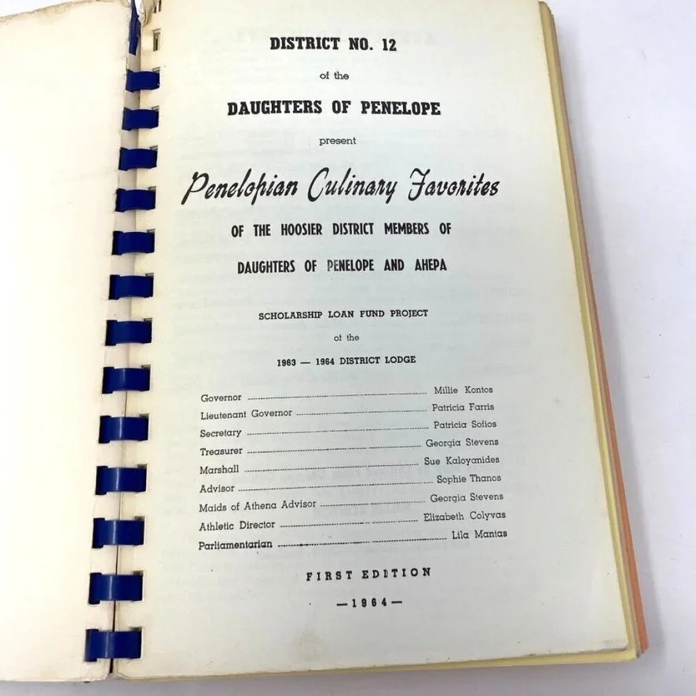 1964 Penelopian Culinary Favorites Greek Cookbook 1964 First Edition Vst Edition