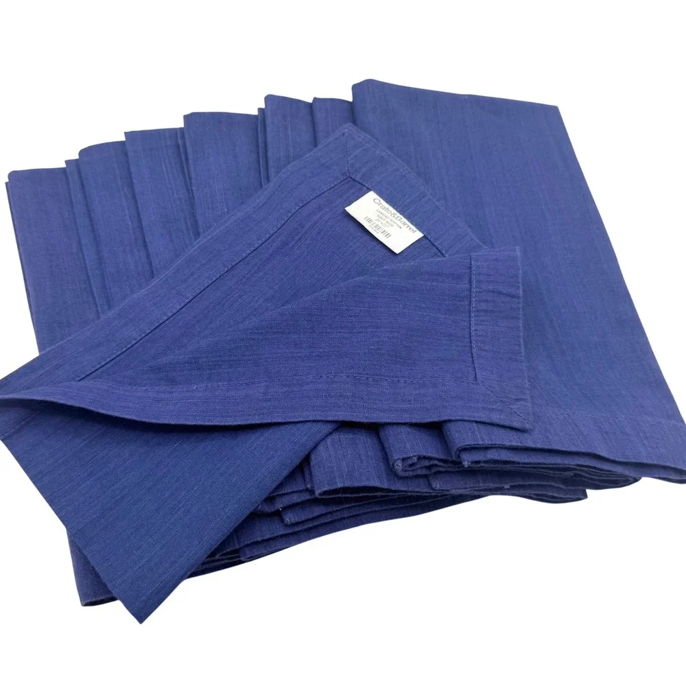 Crate & Barrel Lamont Navy Blue Linen Napkins Set of 8 ~ 21