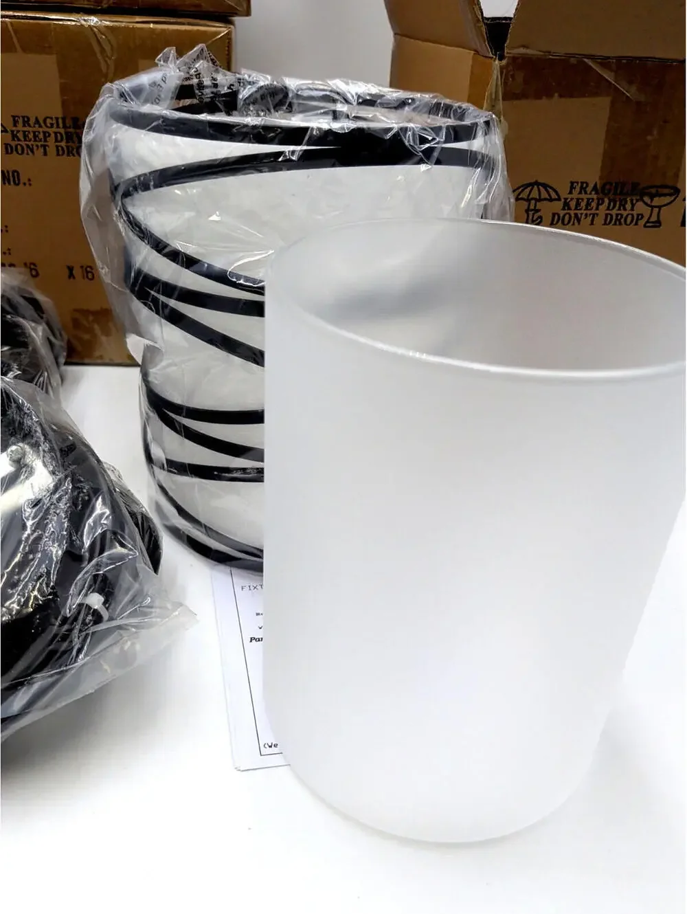Modern Mini Pendant Light Fixture 3-Pack Black Spiral Cage Frosted Seeded Shades