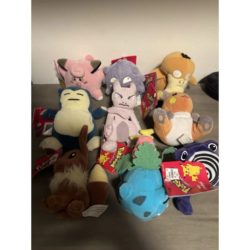 Vintage Pokemon Plush with Tags in Original 90s Mewtwo Snorlax Pysduck Lot