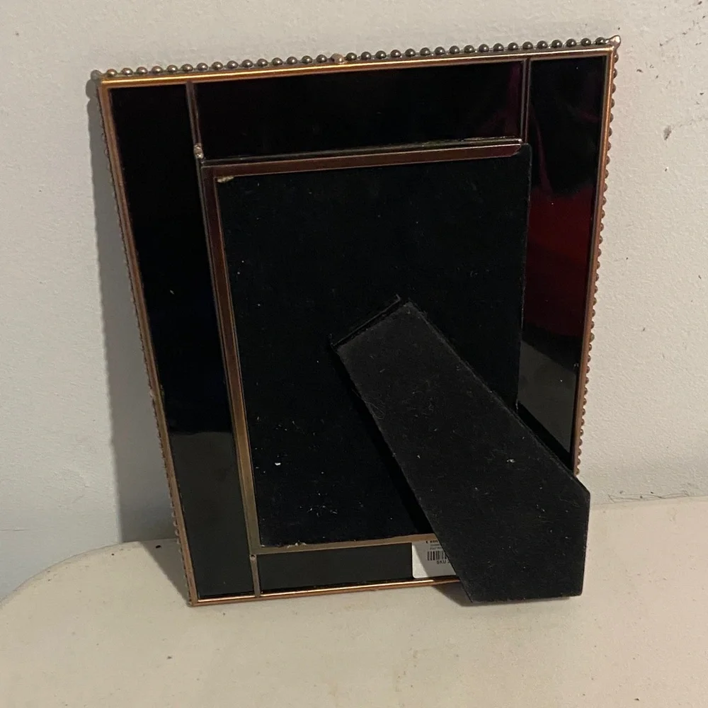 Pier 1 Floral Purple and Gold Picture Frame glass and copper. Gift 4x6