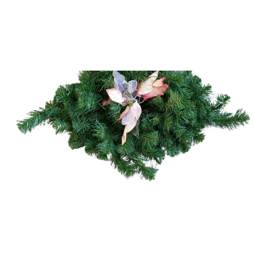 💮Set of 3 Vintage Pine Christmas Swags Pink Gold Bows Shabby Chic Y2K Decor 🎀