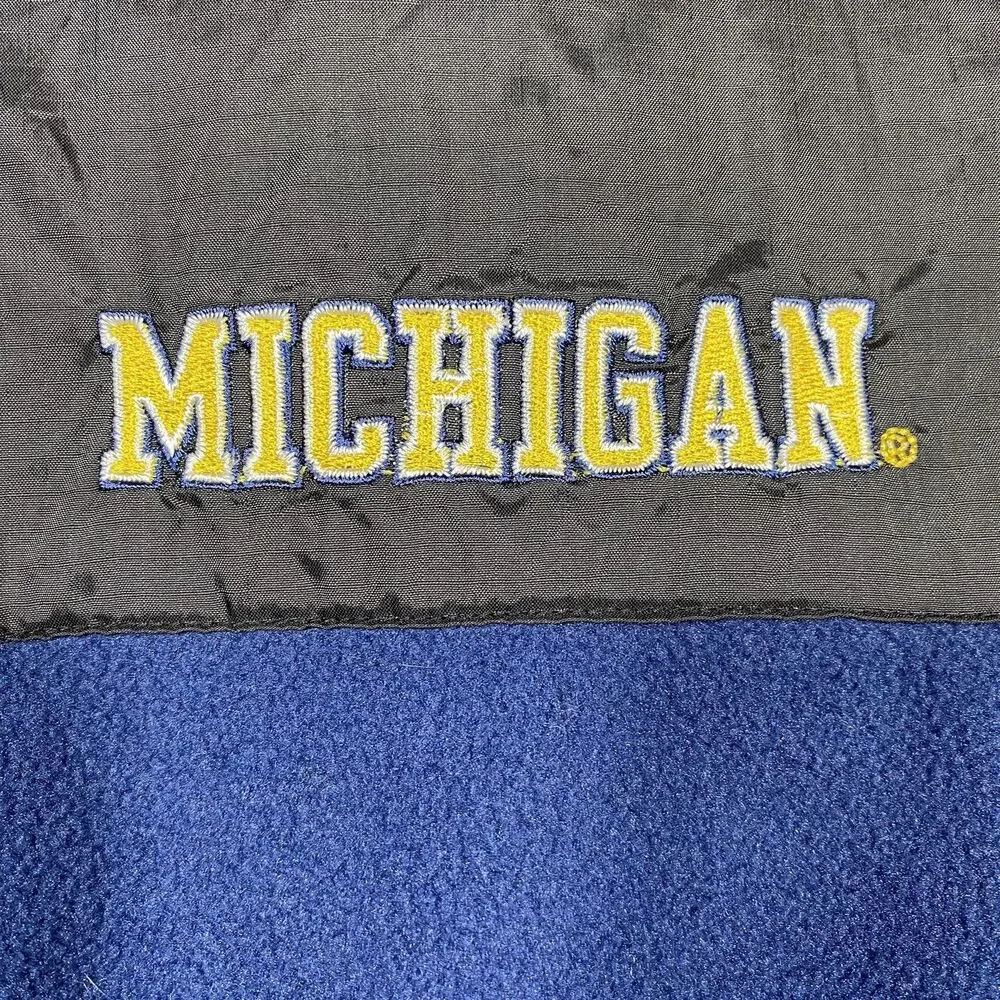 Vintage Essex 90s Michigan Wolverines Full Zip Fleece Jacket Elbow Pads Size L