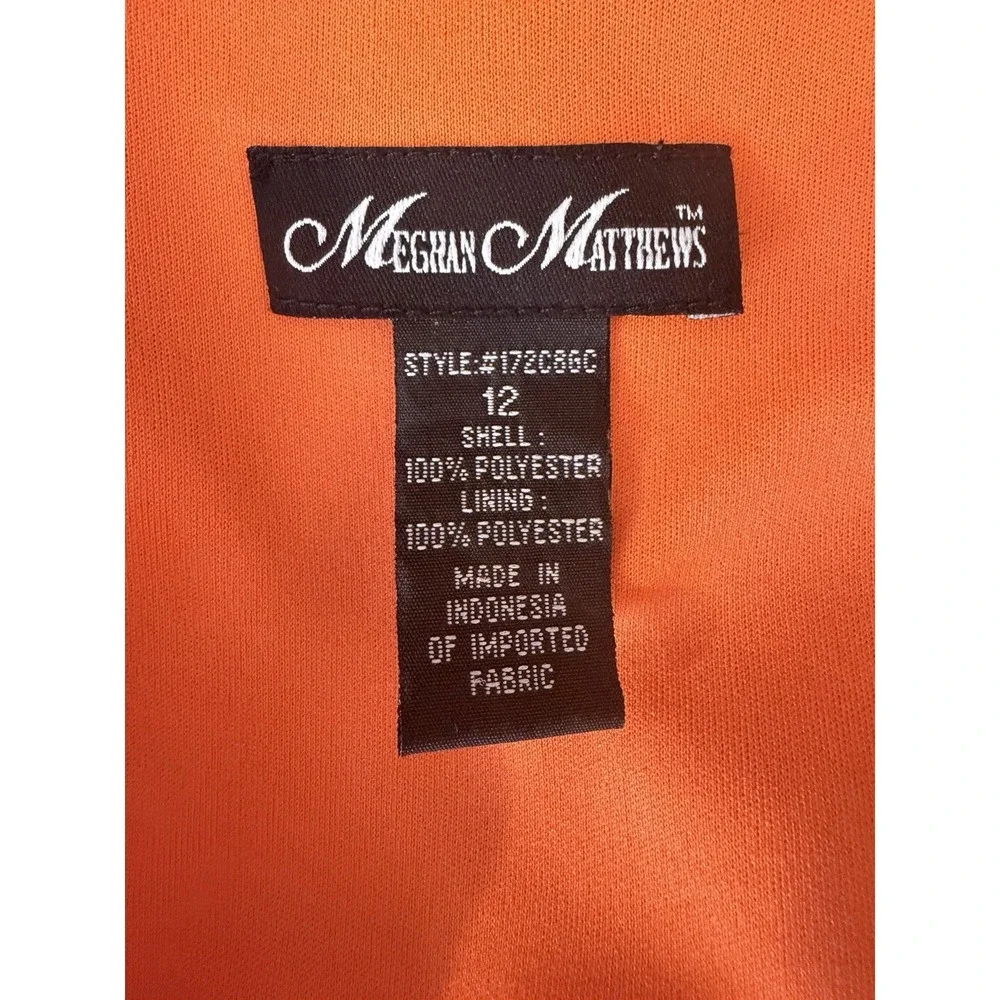 Vintage Y2K Slip Dress Midi Sz 12 Orange Tropical Chiffon Meghan Matthews Resort