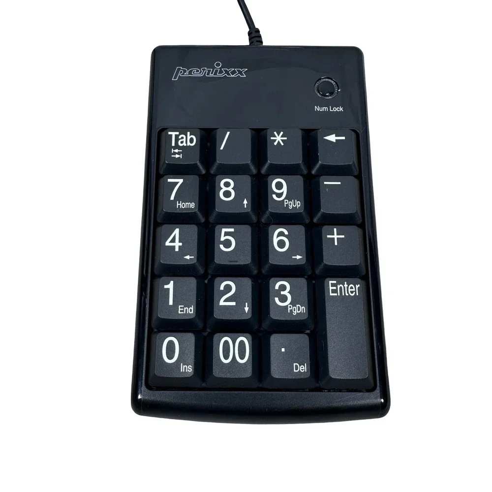 Perixx PERIPAD-201 III Wired USB Numeric Keypad Black 19-Key Slim Numpad NEW