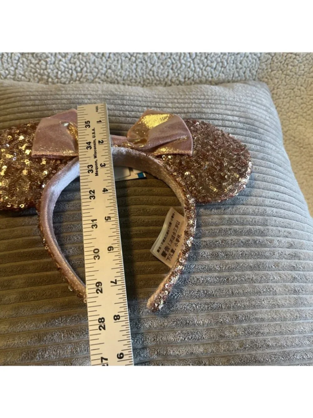 New Disney Parks Minnie Mouse Rose Gold Sequin Ear Headband