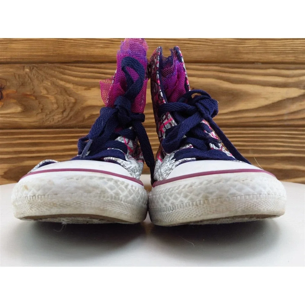 Converse Sz 1 Shoes Girls Youth Sneaker‎ Purple Fabric Lace Up