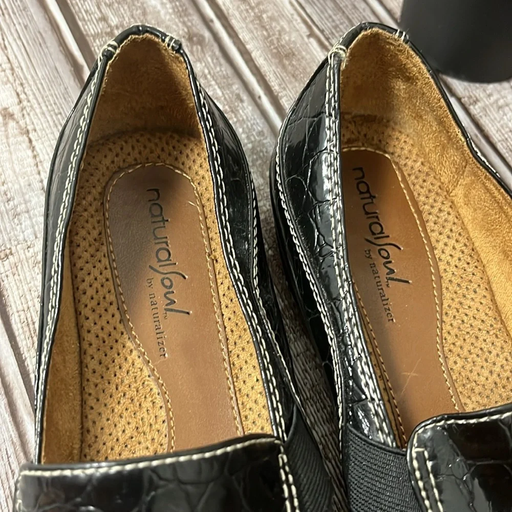 Natural Soul Black Crocodile Pattern Loafers Size 7